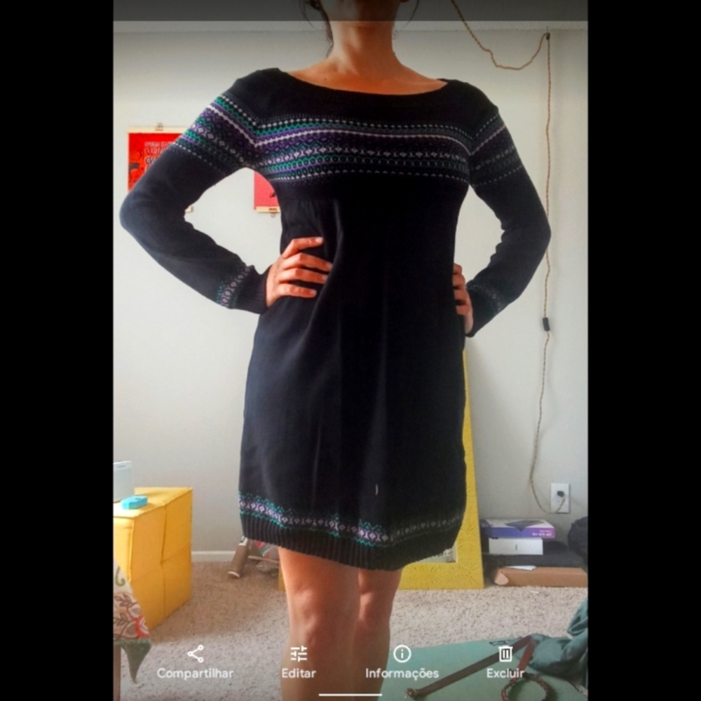 Winter/fall black dress w purple and teal details